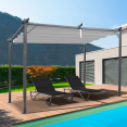 Pergola édition spéciale toit rétractable 3x4 M et 4 stores gris clair