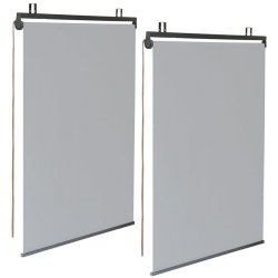14741 - Lot de 2 stores enrouleurs gris clair pour pergola Lot de 2 stores enrouleurs L.125 x H. 225 CM pour pergola gris clair