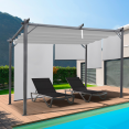 Pergola édition spéciale toit rétractable 3x4 M et 4 stores gris clair