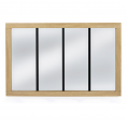 Miroir verrière 4 bandes cadre bois design industriel 110x70 cm