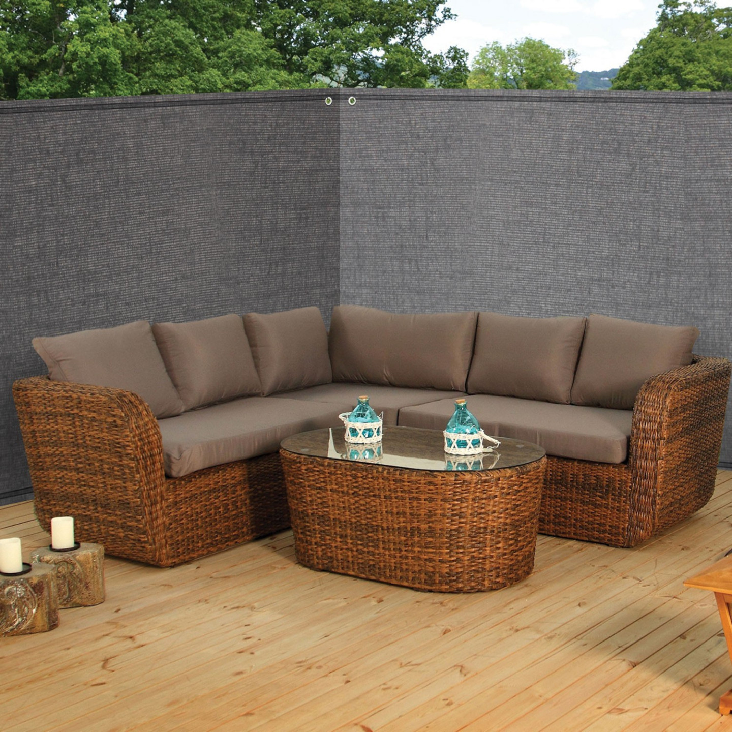 RED DECO Brise-Vue Professionale Per Esterno: Schermo Privacy Alta Densità 300g/m², Grigio, 1m X 10m Con Occhielli E Corde
