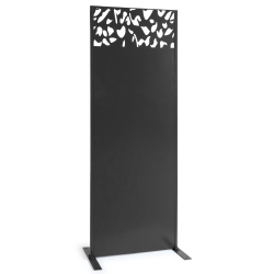 14720 - Buitenafsluiting opengewerkt bovendeel grijs metaal Panneau décoratif universel 150 x 50 CM FLOWER gris semi ajouré en haut