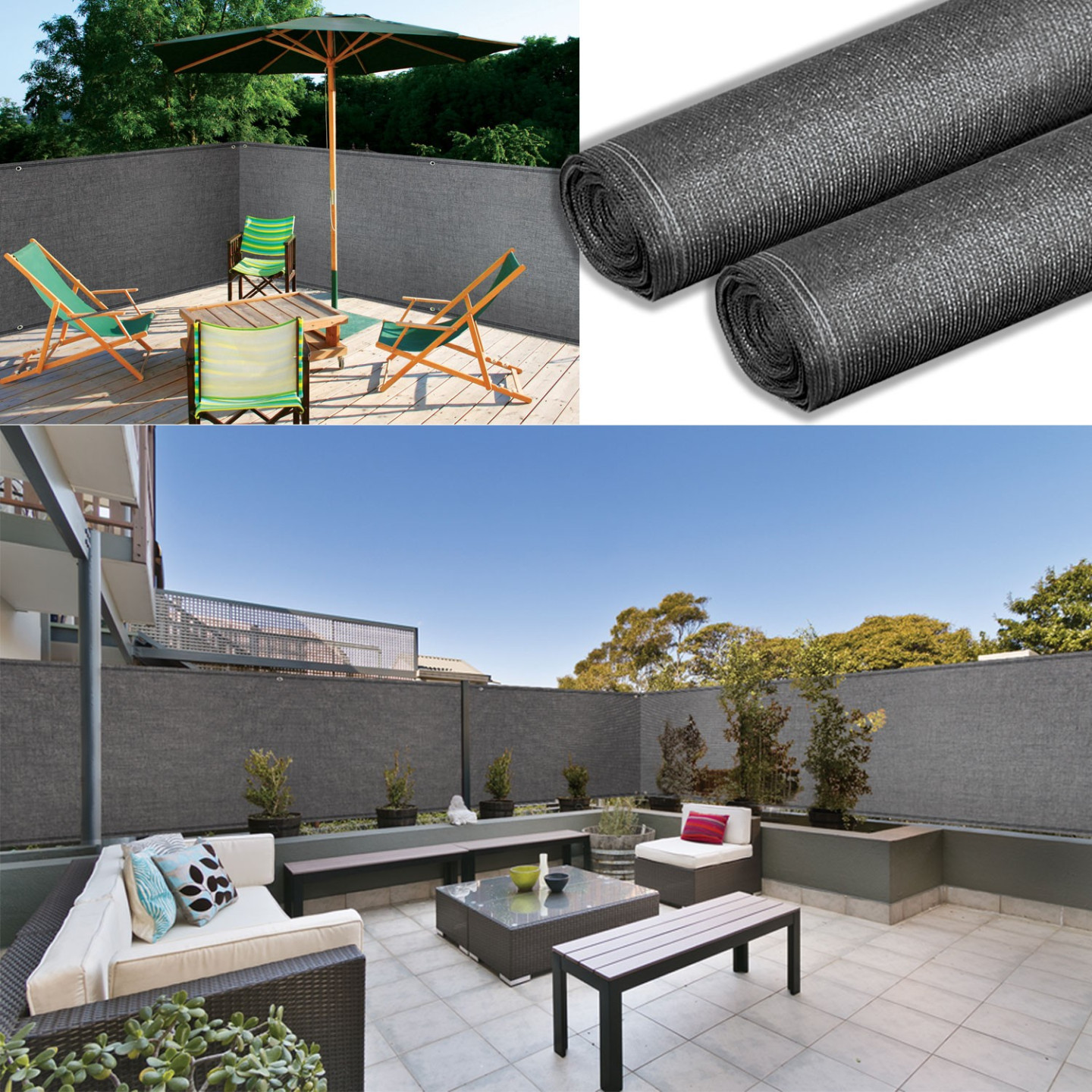 IDMarket Sichtschutz 1,8x10 M Grau – Verstärkt, Blickdicht & Wetterfest, Für Garten, Terrasse & Pool