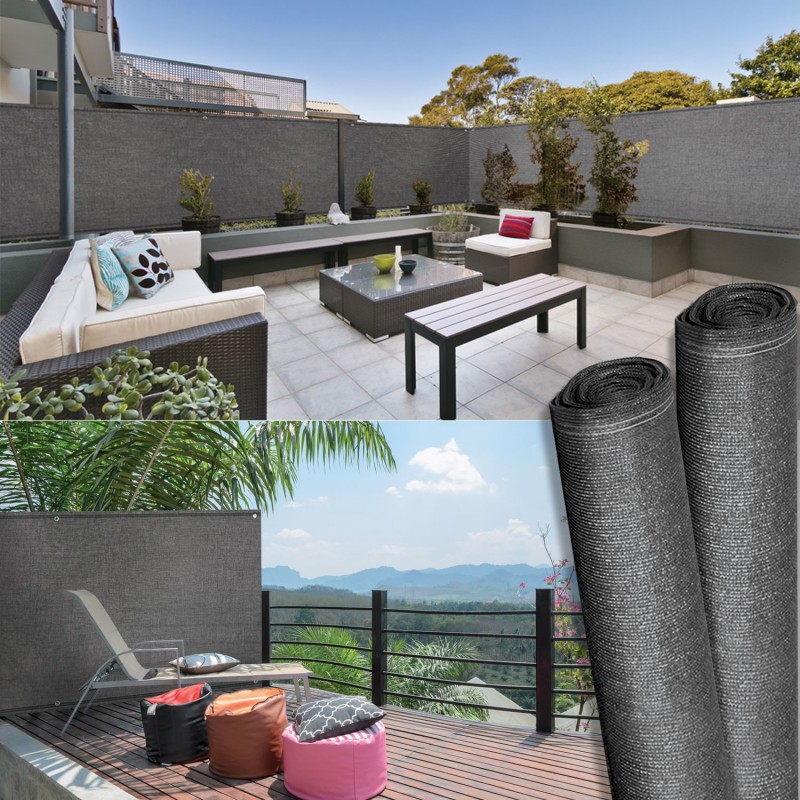 ELINHGO Brise Vue Jardin Exterieur 120x1350cm, Brise Vue Balcon Tissu,  Abriter du Vent/la Pluie/Le Soleil, pour Balcon/Patio/Jardin/terrasse/Grillage  - Gris foncé : : Jardin