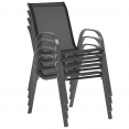 Lot de 4 chaises de jardin LYMA métal et textilène empilables gris anthracite
