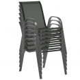 Lot de 6 chaises de jardin LYMA métal et textilène empilables gris anthracite
