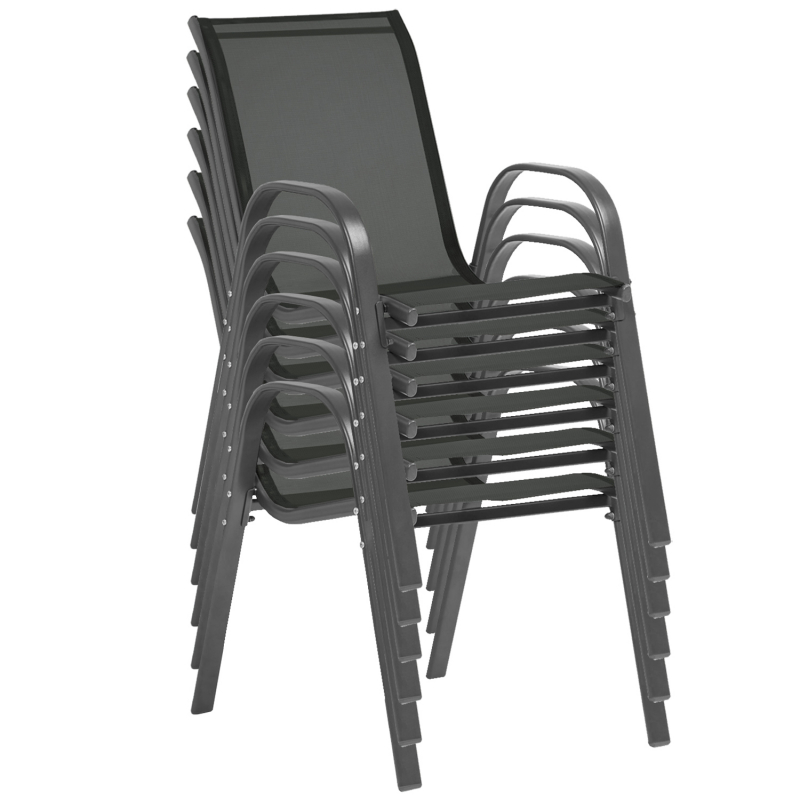 Lot De 2 Chaises Jardin Empilables En Acier - Gris Anthracite - Anti-UV & Anti-Rouille - MYLIA MIRMANDE