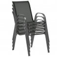 Salon de jardin POLY extensible table 90-180 CM et 8 chaises gris foncé