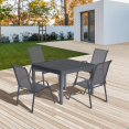Salon de jardin POLY extensible table 90-180 CM et 8 chaises gris foncé
