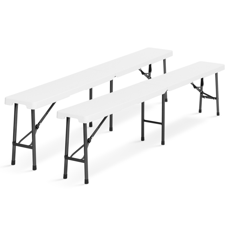 Lot de 2 tables de réception, pliables 180cm, grise foncé, table pliante  avec poignée de transport, table de camping