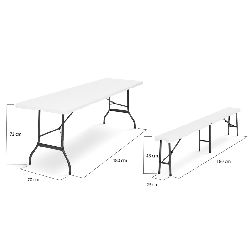 Table pliante d'appoint pas cher 1m80 avec 2 bancs