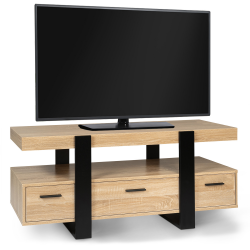 13826 - Porta TV di design nero e legno con contenitore Meuble TV 116 cm PHOENIX avec tiroirs bois et noir