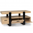 Meuble TV PHOENIX avec tiroirs bois et noir 116 cm