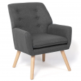 Fauteuil scandinave NAT en tissu gris anthracite