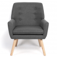 Fauteuil scandinave NAT en tissu gris anthracite