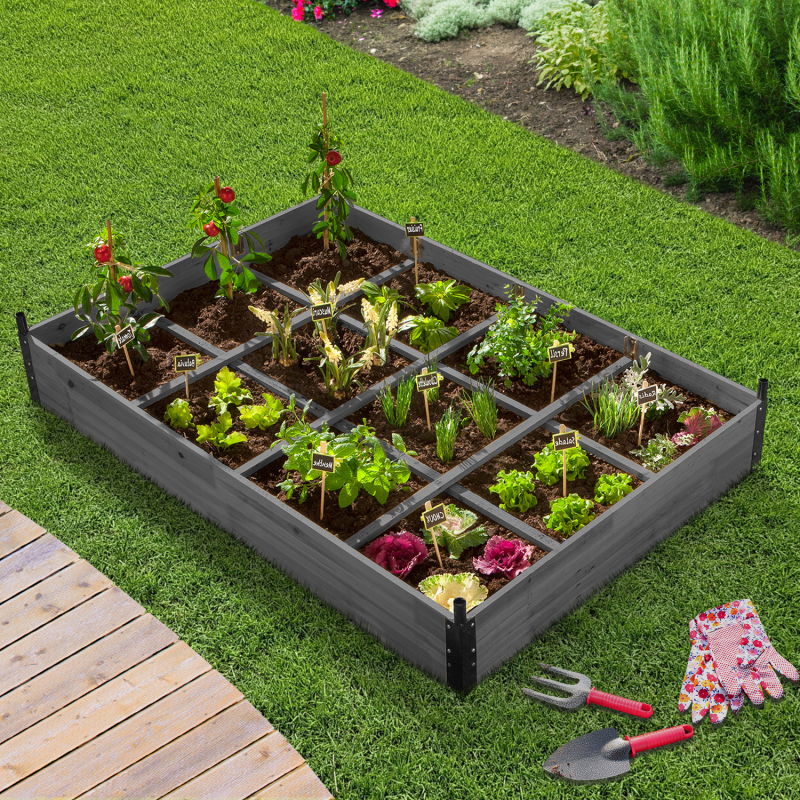 Carré potager serre pas cher en bois gris