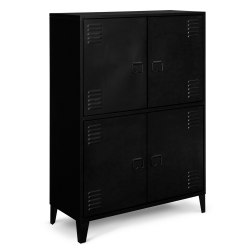 15289 - Armadio nero e legno con 4 ante in metallo Armoire ESTER 4 portes métal noir design industriel