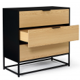 Commode 3 tiroirs NEVADA design industriel noir et bois