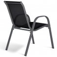 Lot de 6 chaises de jardin LYMA métal et textilène empilables gris, noir et bleu