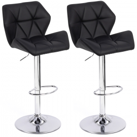 Lot de 2 tabourets de bar ROBINE en PU noir Lot de 2 tabourets de bar ROBINE en PU noir
