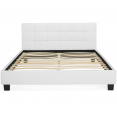 Lit double CHARLOTTE avec sommier 140x190 cm PVC blanc