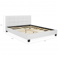 Lit double CHARLOTTE avec sommier 140x190 cm PVC blanc