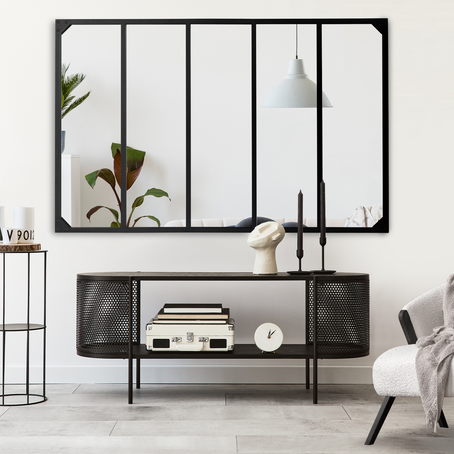 Miroir verrière noir 140 x 84 cm industriel