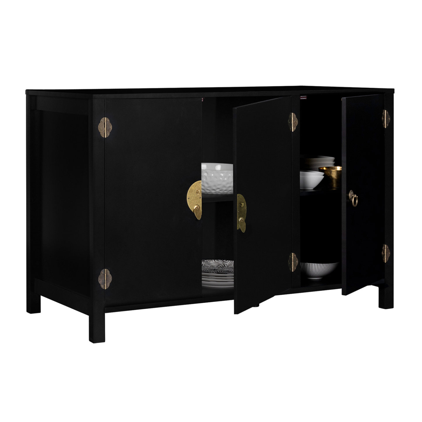 Buffet en noyer noir de style japonais - Table de rangement Buffet en noyer noir de style japonais - Table de rangement