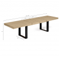 Table à manger extensible PHOENIX 10-12 personnes bois et noir 200-300 cm
