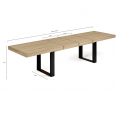 Table à manger extensible rectangle PHOENIX 10-12 personnes bois et noir 200-300 cm