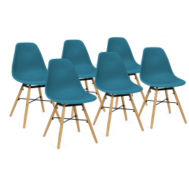 Lot de 6 chaises SANDRA bleu canard pour salle à manger Lot de 6 chaises SANDRA bleu canard pour salle à manger