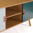 Meuble TV scandinave ALIZE bois et vert 113 cm