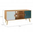 Meuble TV scandinave ALIZE bois et vert 113 cm