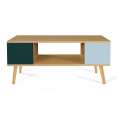 Table basse scandinave ALIZE bois, vert clair et vert foncé