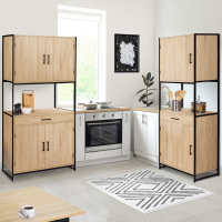 Buffet Cuisine DETROIT 80 Cm - Style Industriel Avec 4 Portes Et Tiroir, Rangement Optimisé Pour Cuisine Ou Cellier