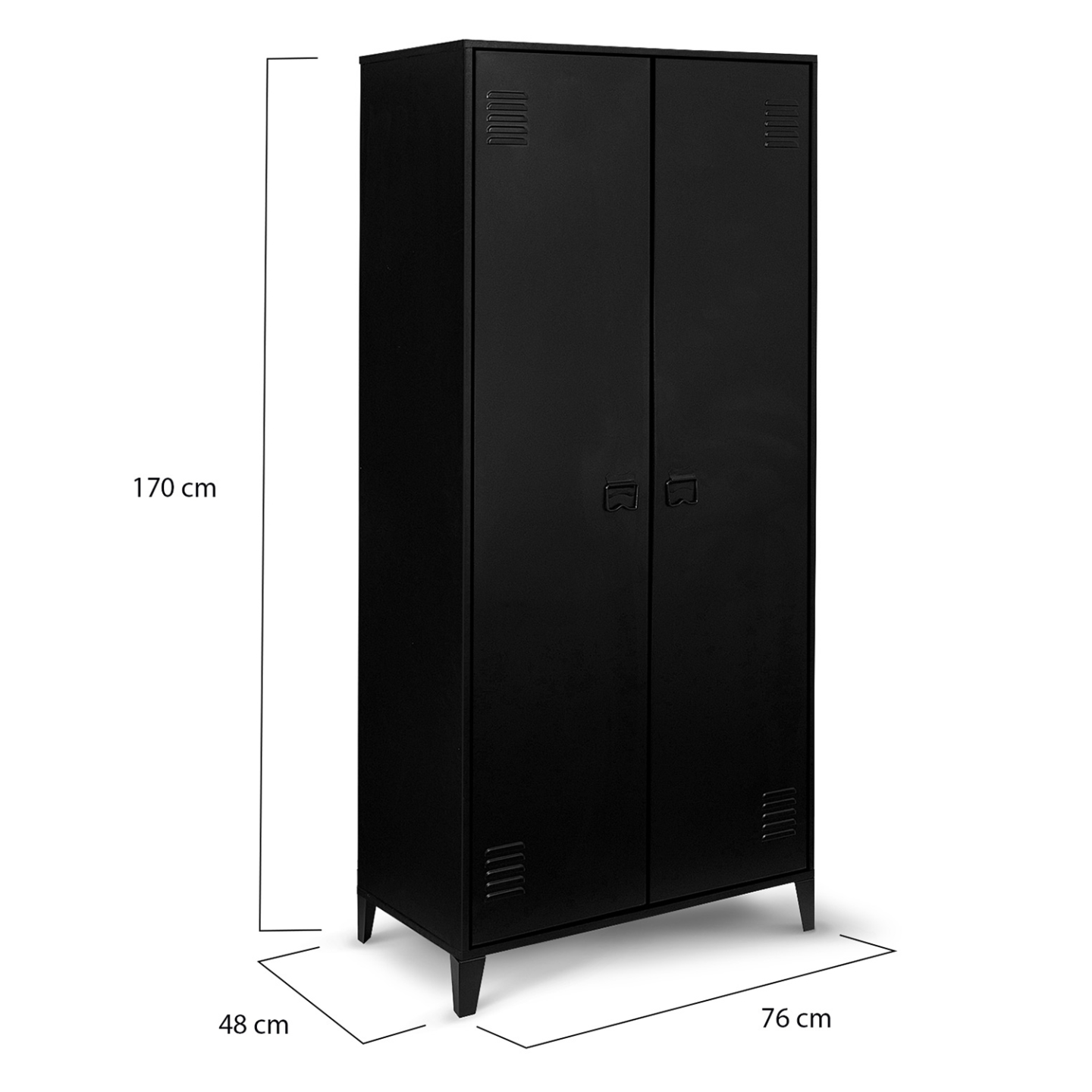 Set van 2 metalen kasten 2 vakken 2 deuren zwart Set van 2 metalen kasten 2 vakken 2 deuren zwart