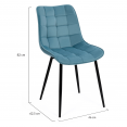 Lot de 4 chaises MADY en velours bleu pastel pour salle à manger