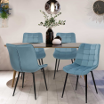 Lot de 4 chaises MADY en velours bleu pastel pour salle à manger