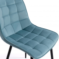 Lot de 4 chaises MADY en velours bleu pastel pour salle à manger