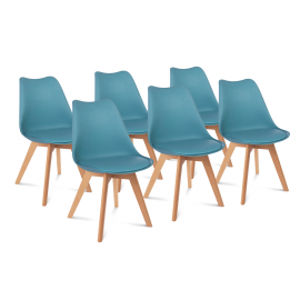 Lot de 6 chaises SARA bleu pastel pour salle à manger