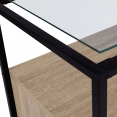 Commode 2 tiroirs SOLANO avec plateau en verre design industriel