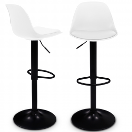 Lot de 2 tabourets de bar KARL design blanc pied noir