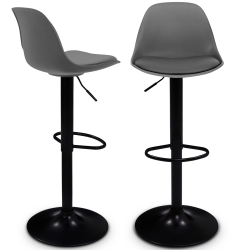 15487 - 2 sgabelli da bar di design grigi con gambe nere Lot de 2 tabourets de bar KARL design gris pied noir