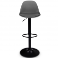 Lot de 2 tabourets de bar KARL design gris pied noir