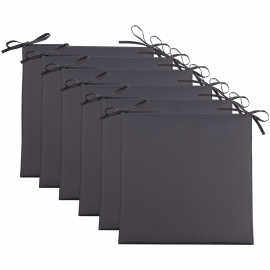 Lot de 6 galettes de chaise gris anthracite Lot de 6 galettes de chaise gris anthracite