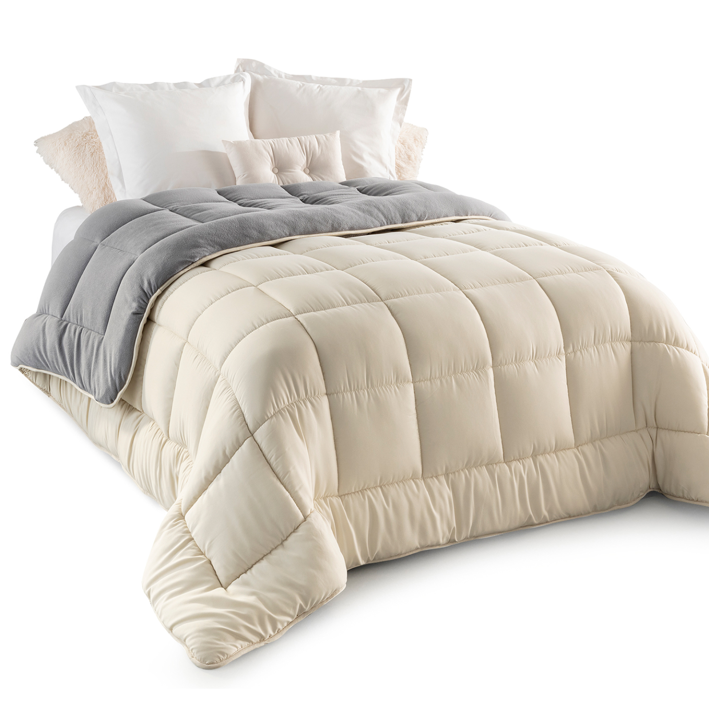 Ensemble Pack 3 Pieces 1 Couette Blanche 220 X 240 Cm Double Face + 2 Oreillers 50 X 70 Cm 450 Grs/m2 Fabrication Française - Maison