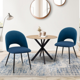 Lot de 2 chaises MADO en velours bleu pour salle à manger