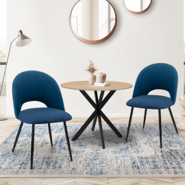 Lot de 2 chaises MADO en velours bleu pour salle à manger Lot de 2 chaises MADO en velours bleu pour salle à manger