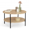 Table basse double plateau DETROIT ronde 70 cm design industriel