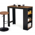 Table de bar BARTH 2 à 4 personnes bois noir plateau façon bois foncé